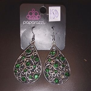 Paparazzi green certainly courtier drop earrings